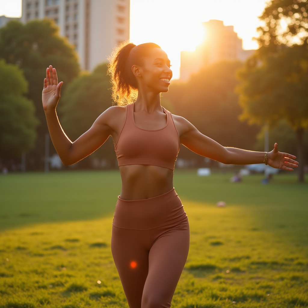 Individual engaged in a gentle movement wellness session outdoors